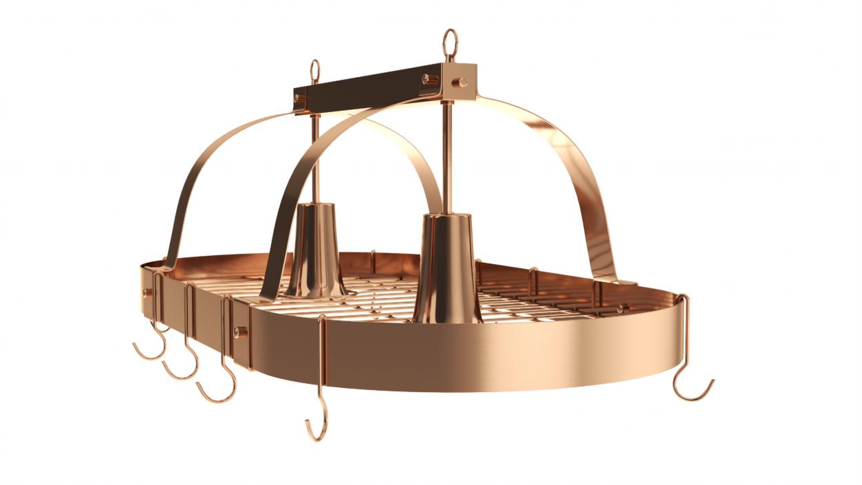 Ceiling Pot Rack Organizer with Hooks Copper 3D model