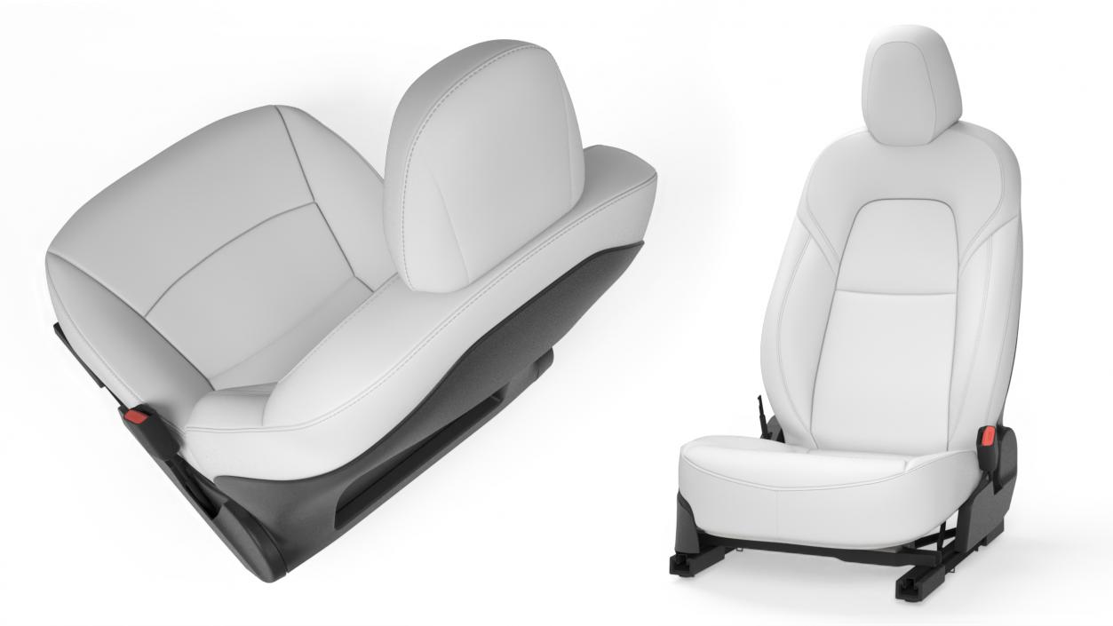 3D Tesla Model 3 Front Passenger Seat White Leather model