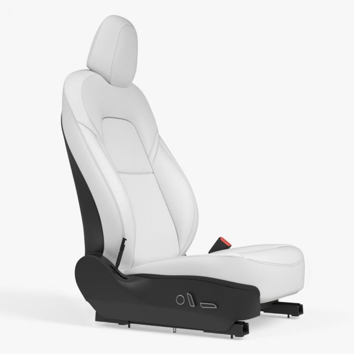 3D Tesla Model 3 Front Passenger Seat White Leather model