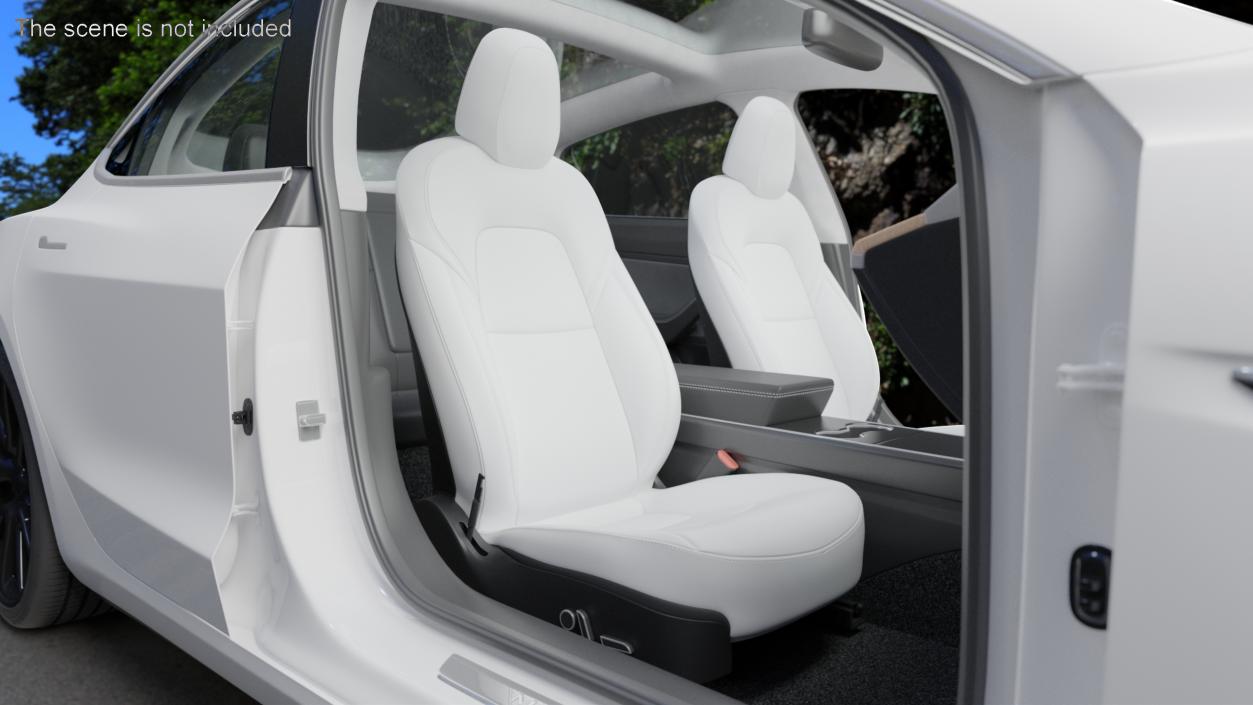 3D Tesla Model 3 Front Passenger Seat White Leather model