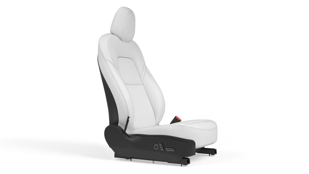 3D Tesla Model 3 Front Passenger Seat White Leather model