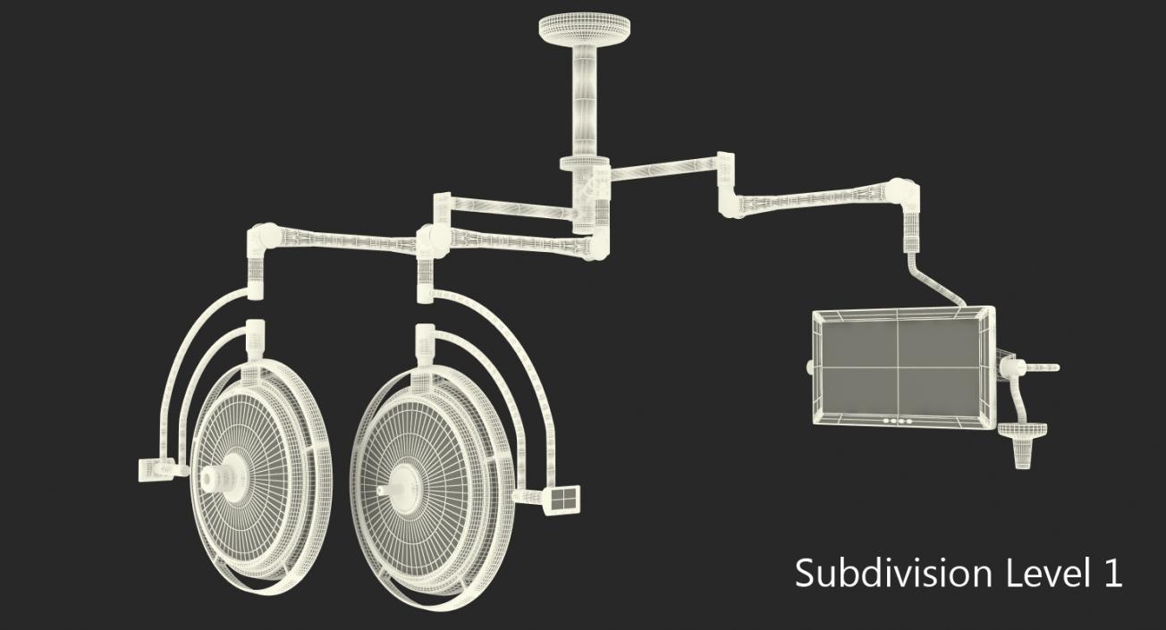 3D Ceiling Mount Two Surgical Light with Monitor Generic model