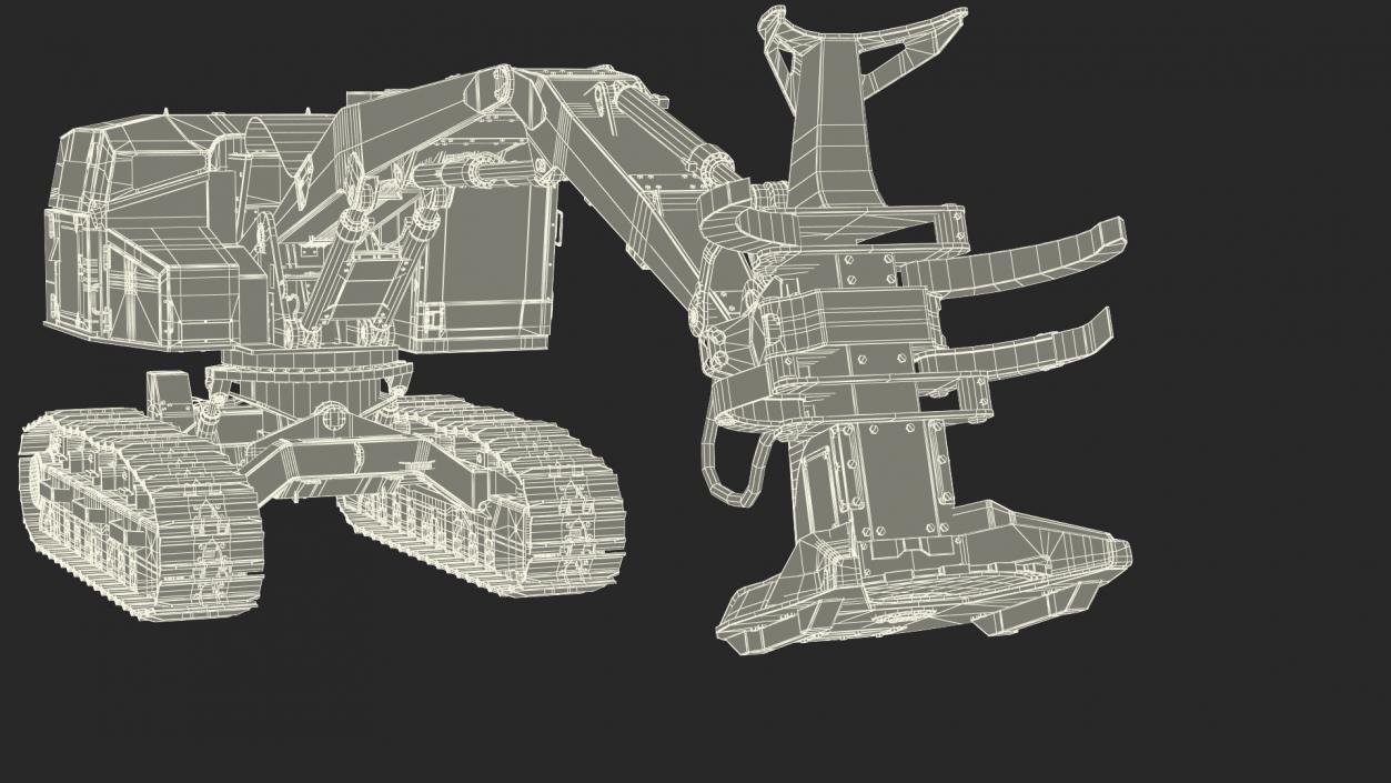 Tigercat 855D Tracked Feller Buncher Dirty Rigged 3D model