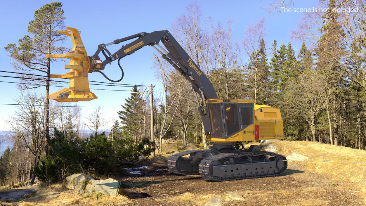 Tigercat 855D Tracked Feller Buncher Dirty Rigged 3D model