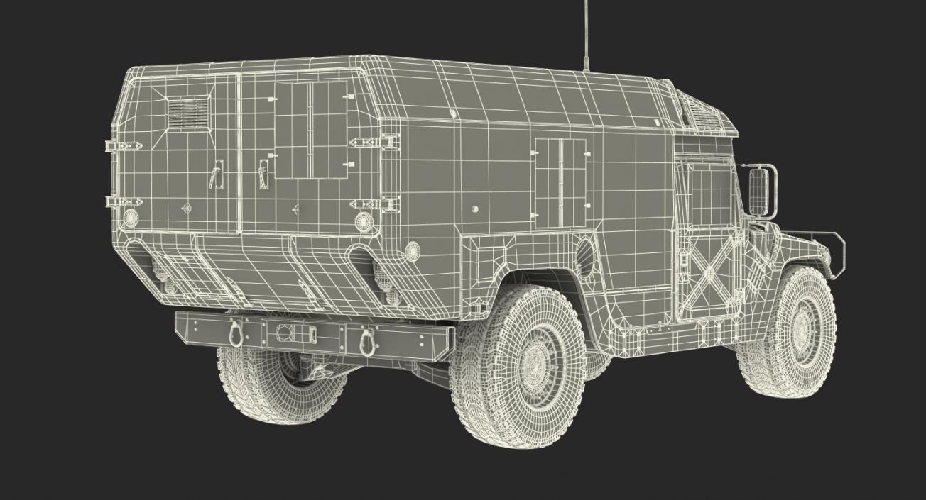 3D model Mini Ambulance Military Car HMMWV m996 Rigged Camo