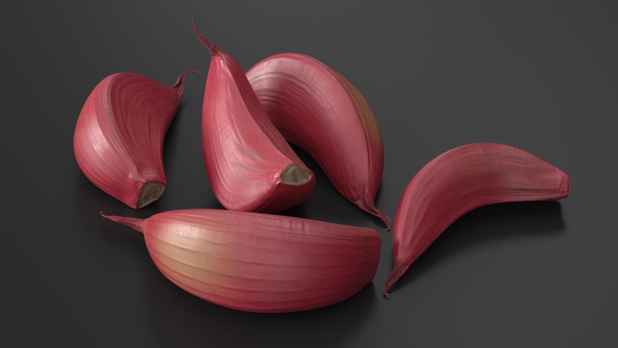 Five Garlic Cloves Red 3D