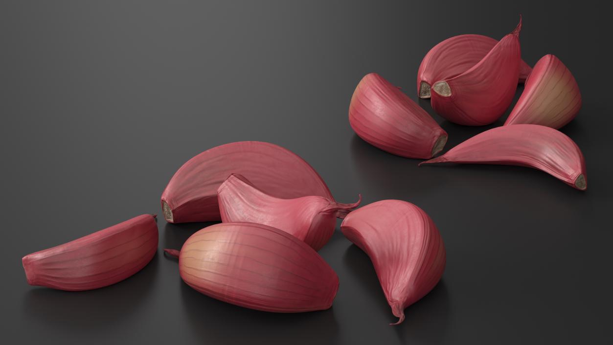 Five Garlic Cloves Red 3D