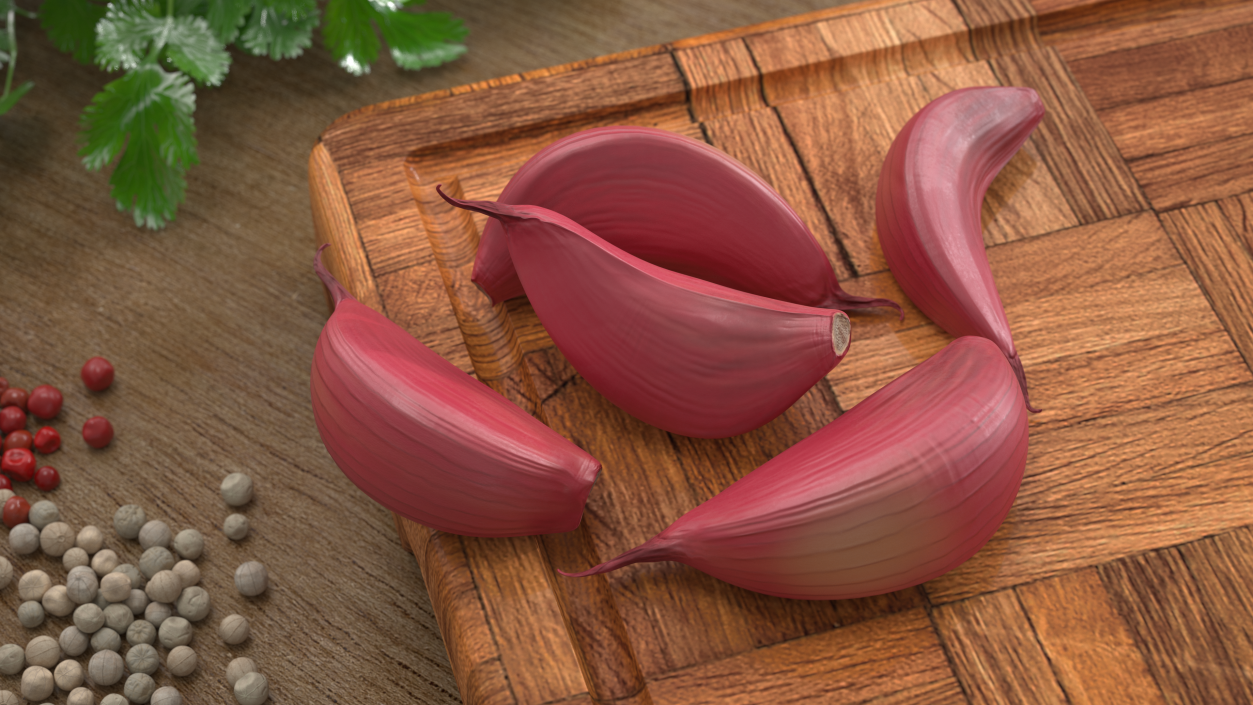 Five Garlic Cloves Red 3D