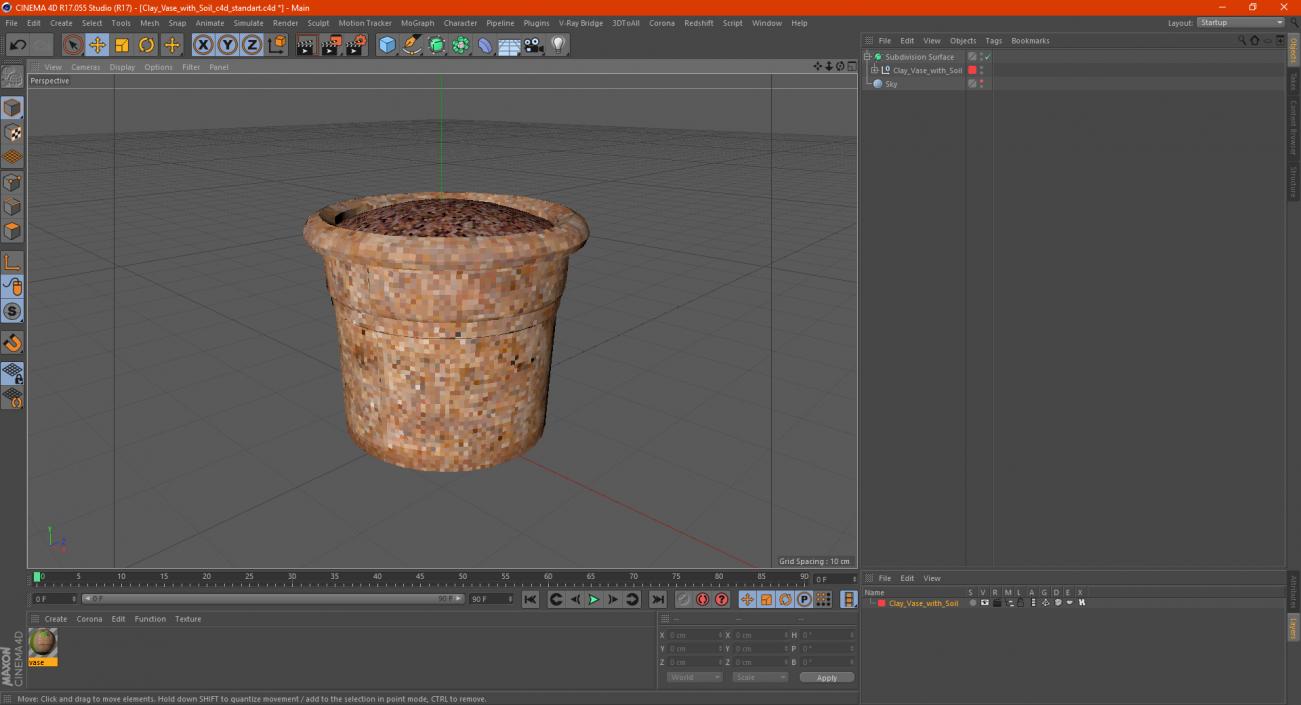 Clay Vase with Soil 3D model