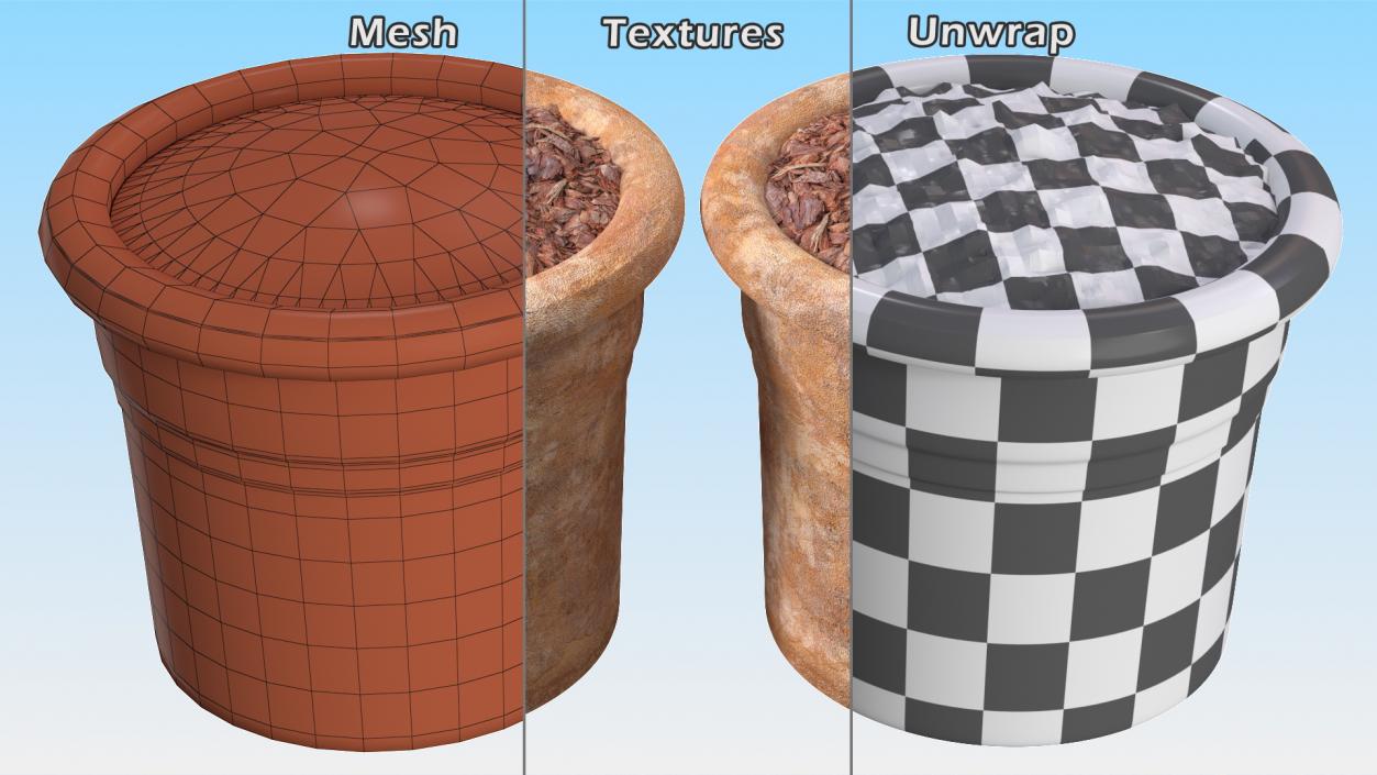 Clay Vase with Soil 3D model