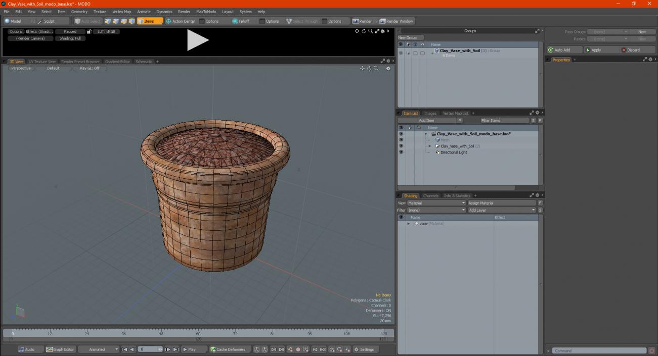 Clay Vase with Soil 3D model