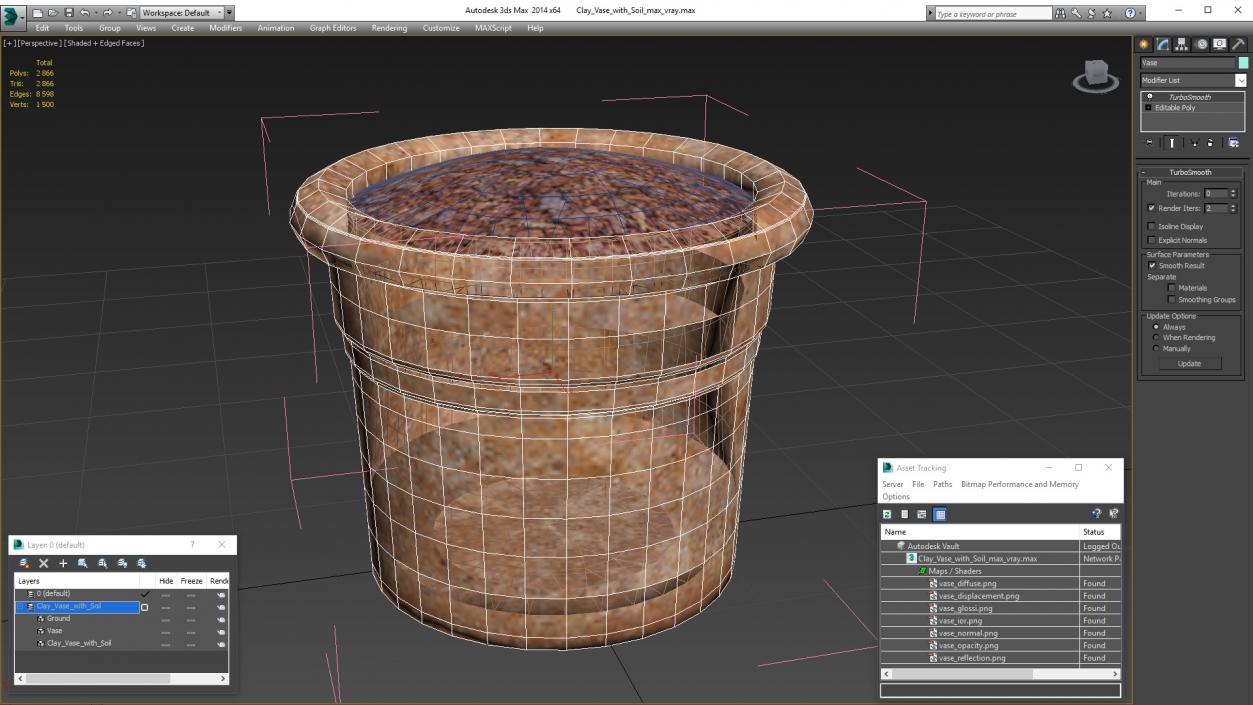 Clay Vase with Soil 3D model