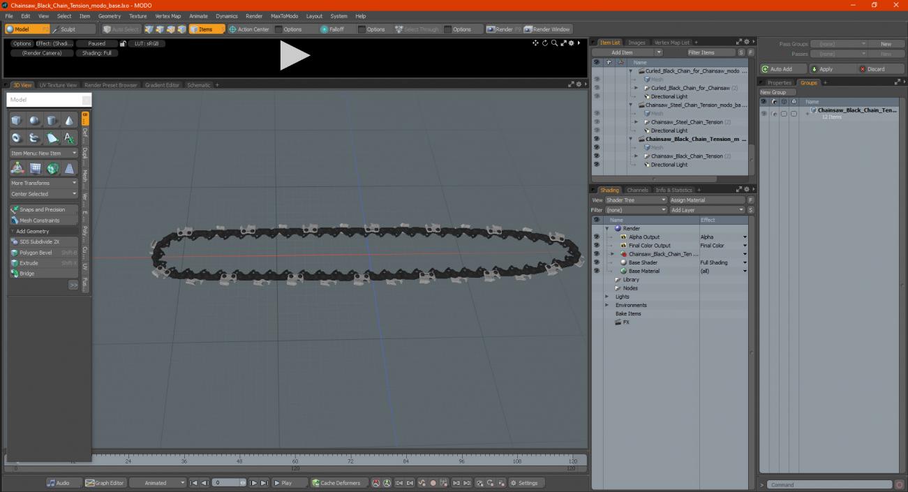 3D Chainsaw Black Chain Tension model