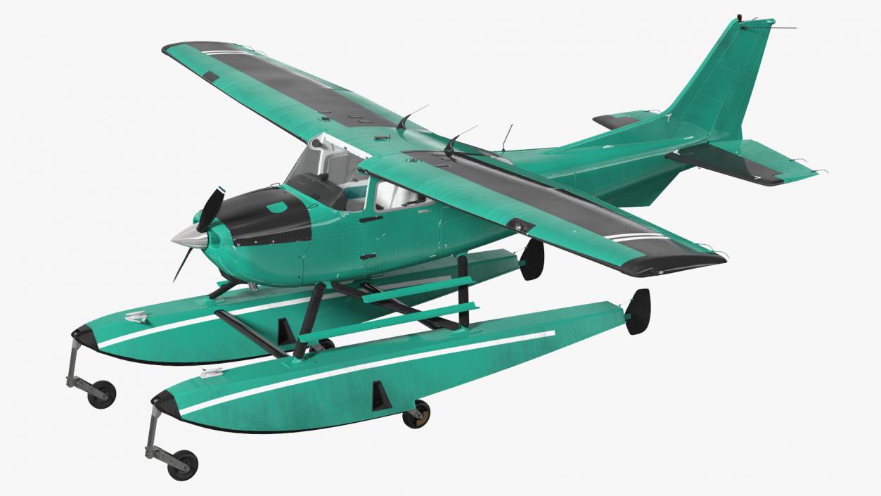 3D model Four Seat Seaplane Rigged