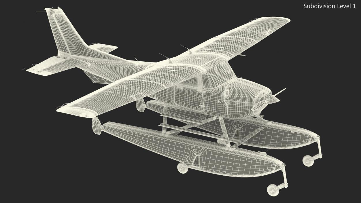 3D model Four Seat Seaplane Rigged