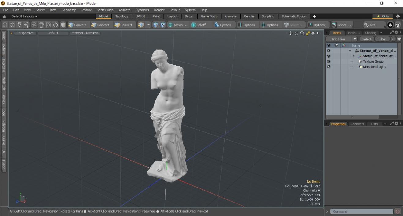 Statue of Venus de Milo Plaster for 3D Print 3D model