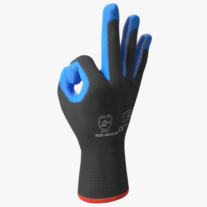 Safety Work Gloves OK Hand Gesture Blue Gray 3D model