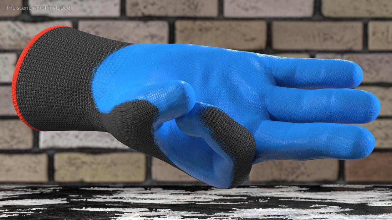 Safety Work Gloves OK Hand Gesture Blue Gray 3D model