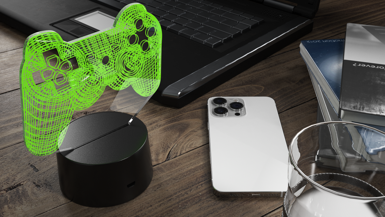 Console Controller 3D Lamp Green 3D