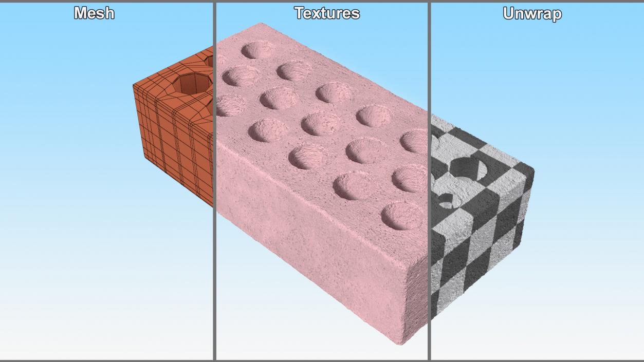 Perforated Calcium Silicate Block Red 3D