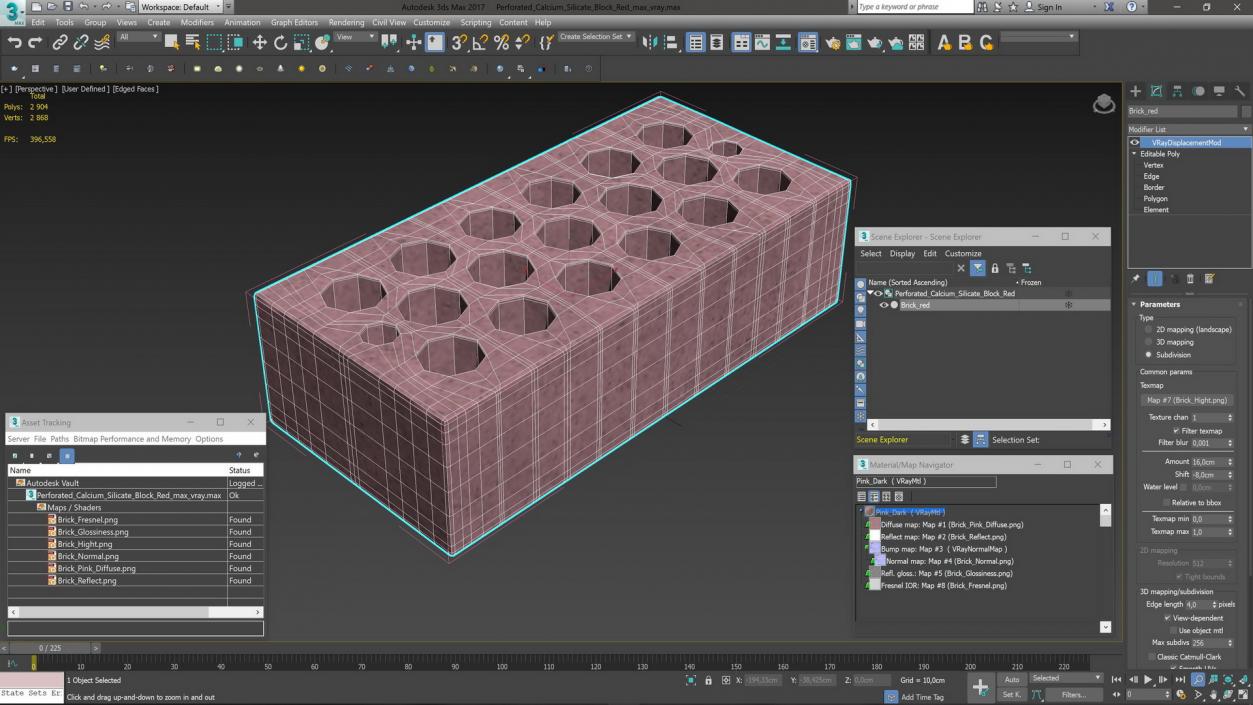 Perforated Calcium Silicate Block Red 3D