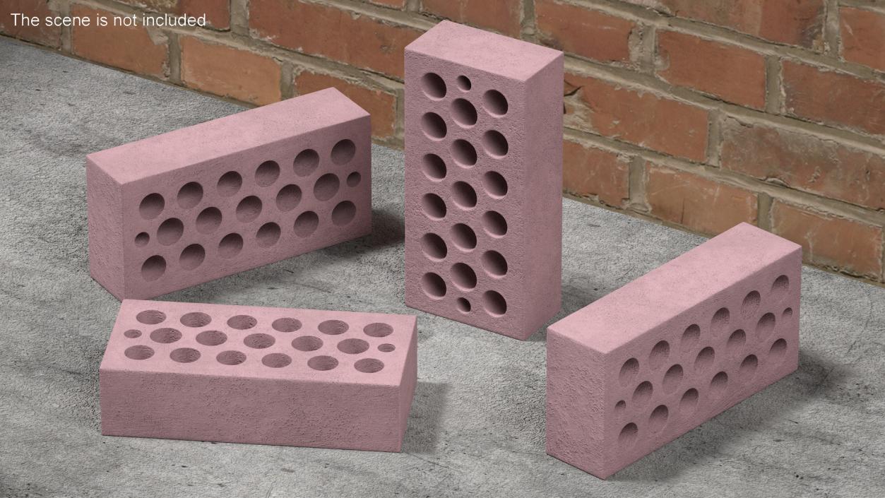 Perforated Calcium Silicate Block Red 3D