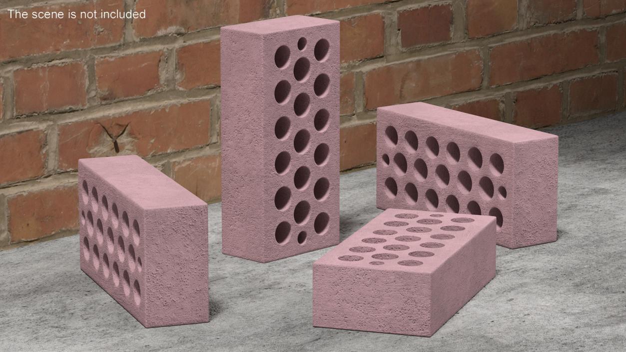 Perforated Calcium Silicate Block Red 3D