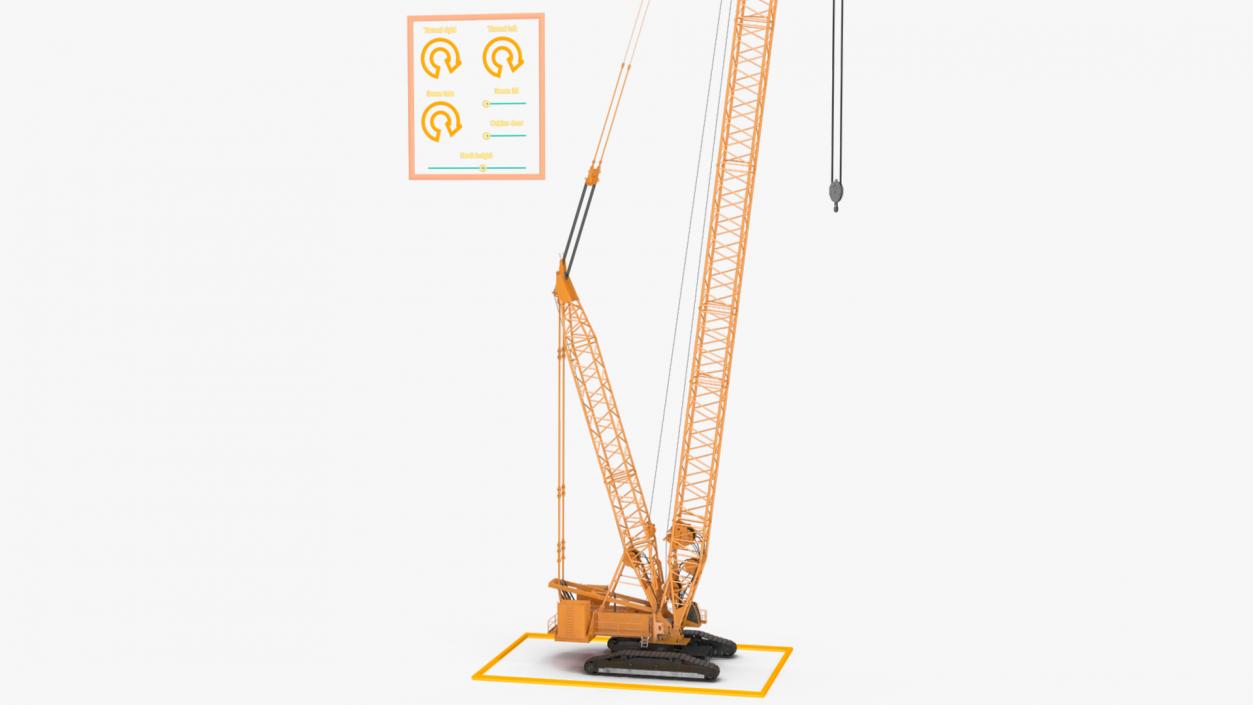 3D Heavy Lifting Crawler Crane Yellow Rigged