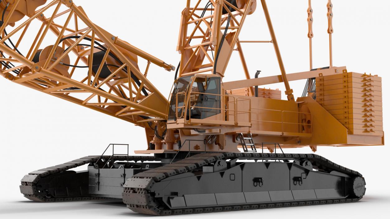 3D Heavy Lifting Crawler Crane Yellow Rigged