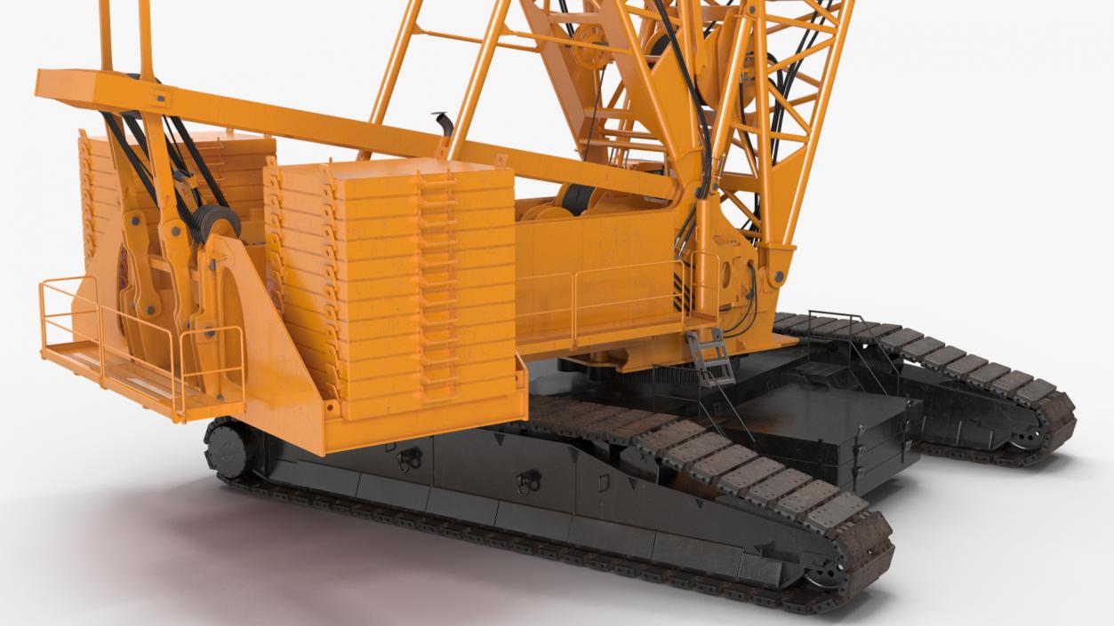 3D Heavy Lifting Crawler Crane Yellow Rigged