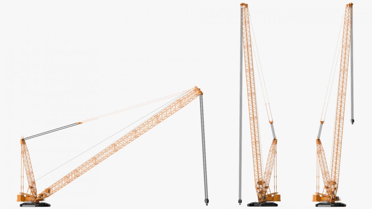 3D Heavy Lifting Crawler Crane Yellow Rigged