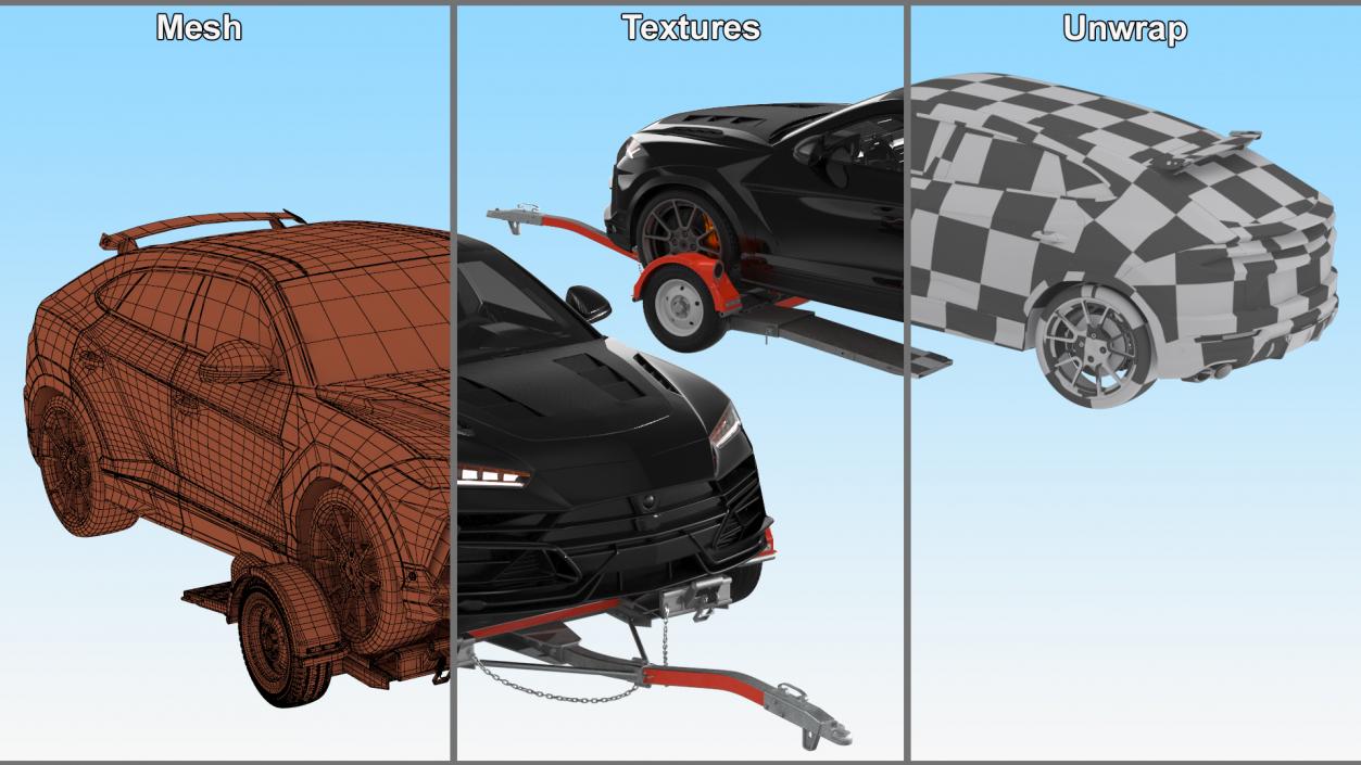 Sport Car on Tow Dolly 3D