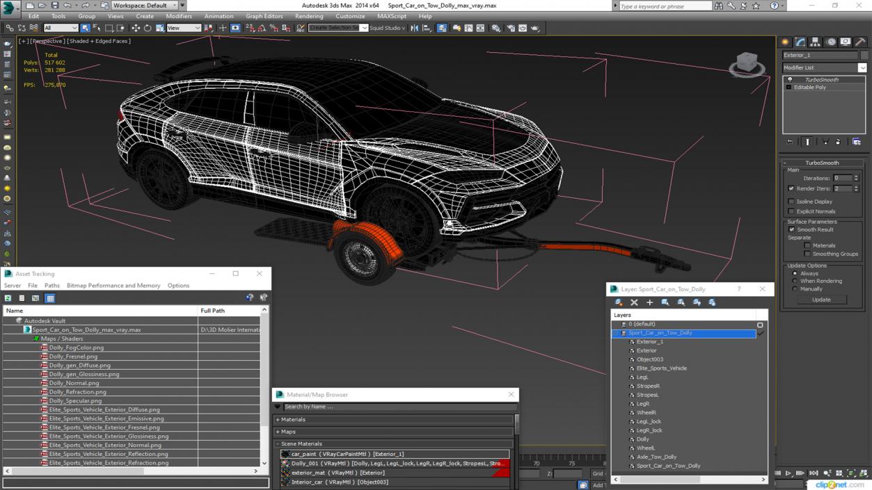 Sport Car on Tow Dolly 3D