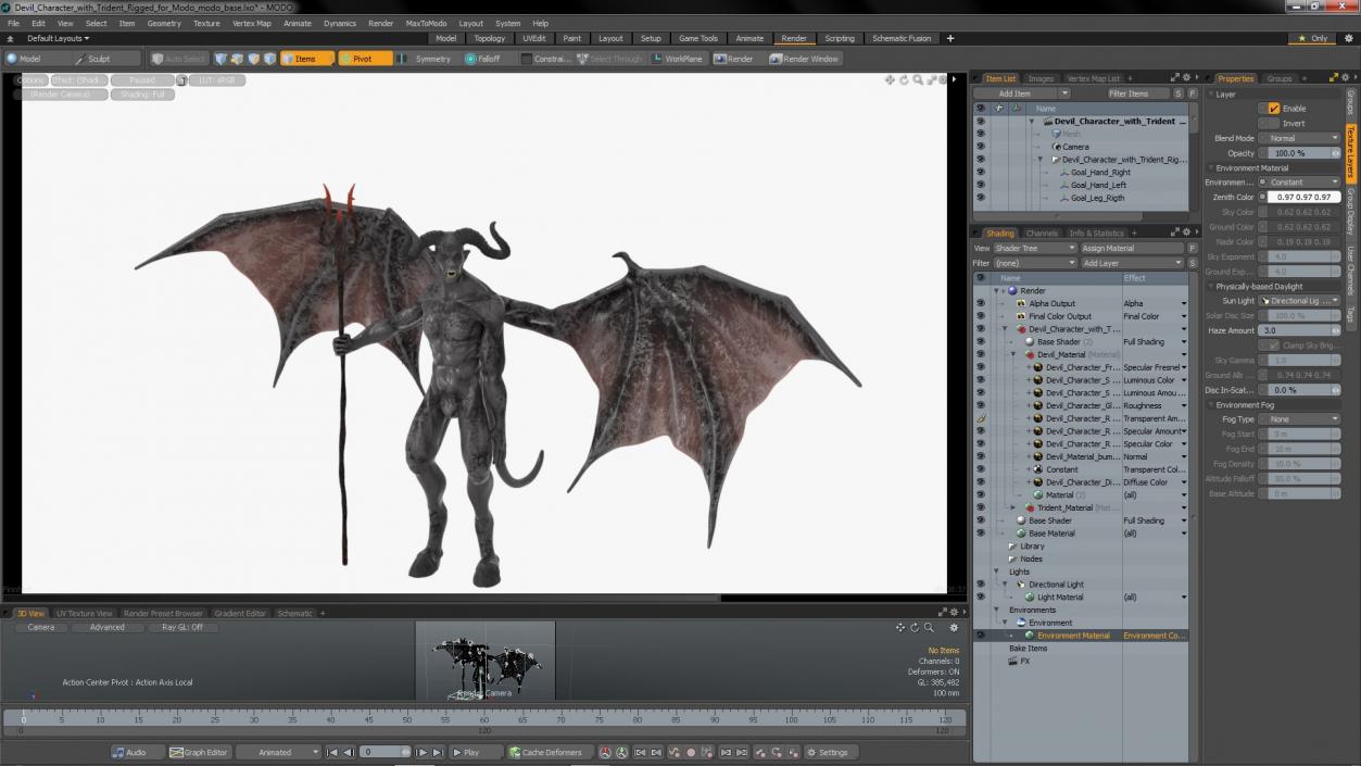 Devil Character with Trident Rigged for Modo 3D model