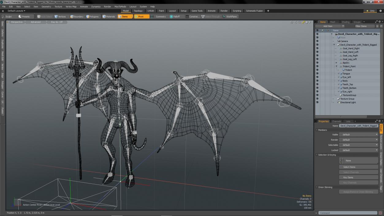 Devil Character with Trident Rigged for Modo 3D model