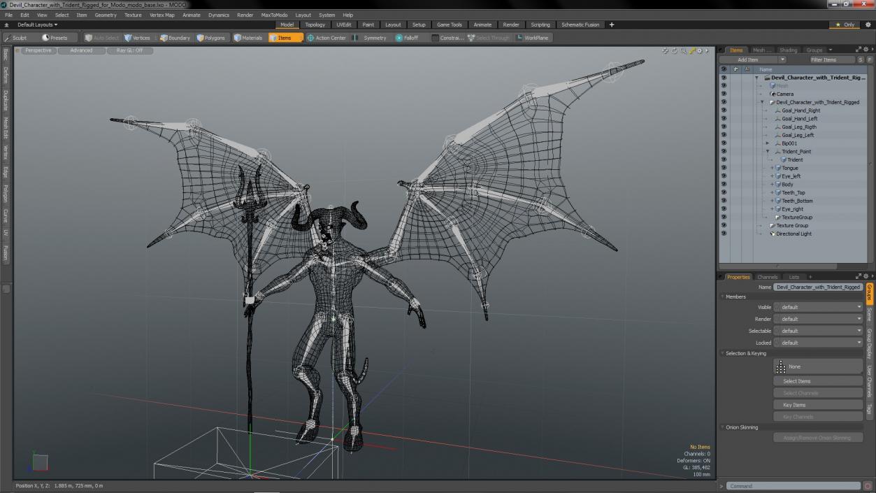 Devil Character with Trident Rigged for Modo 3D model