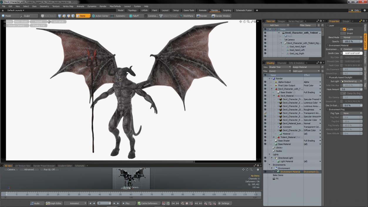 Devil Character with Trident Rigged for Modo 3D model