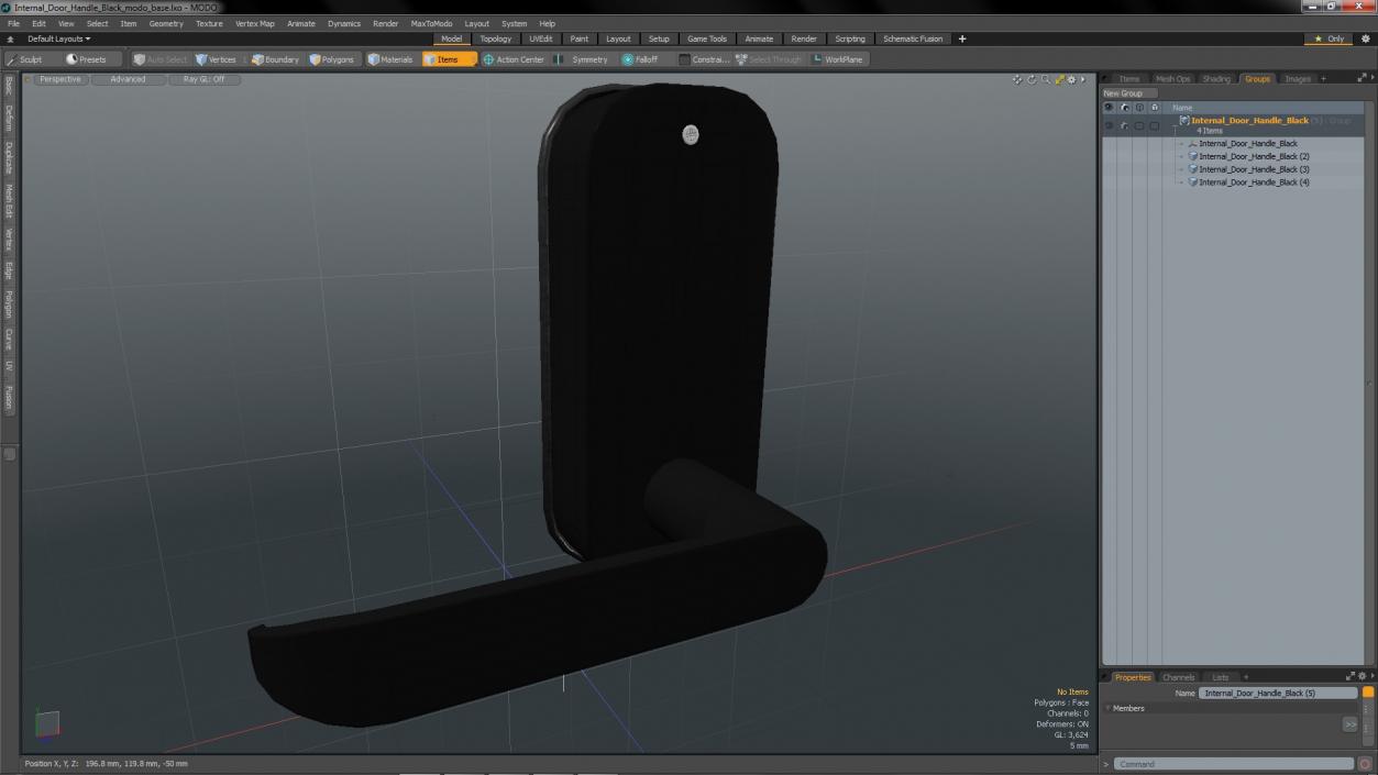 3D Internal Door Handle Black