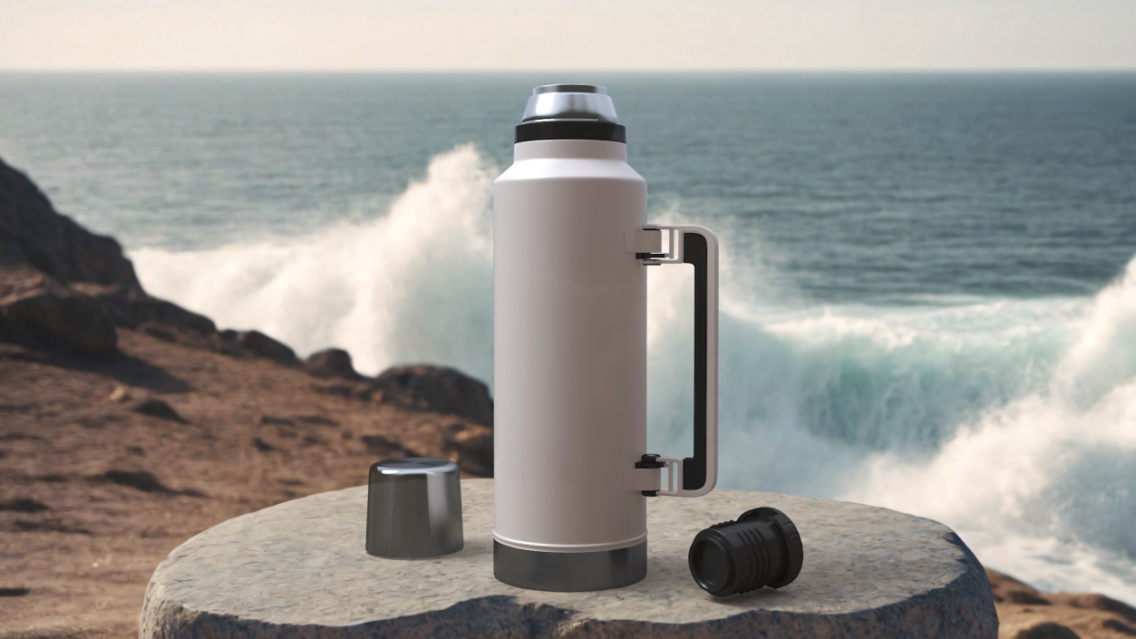 Stainless Steel Thermos with Folded Handle 3D