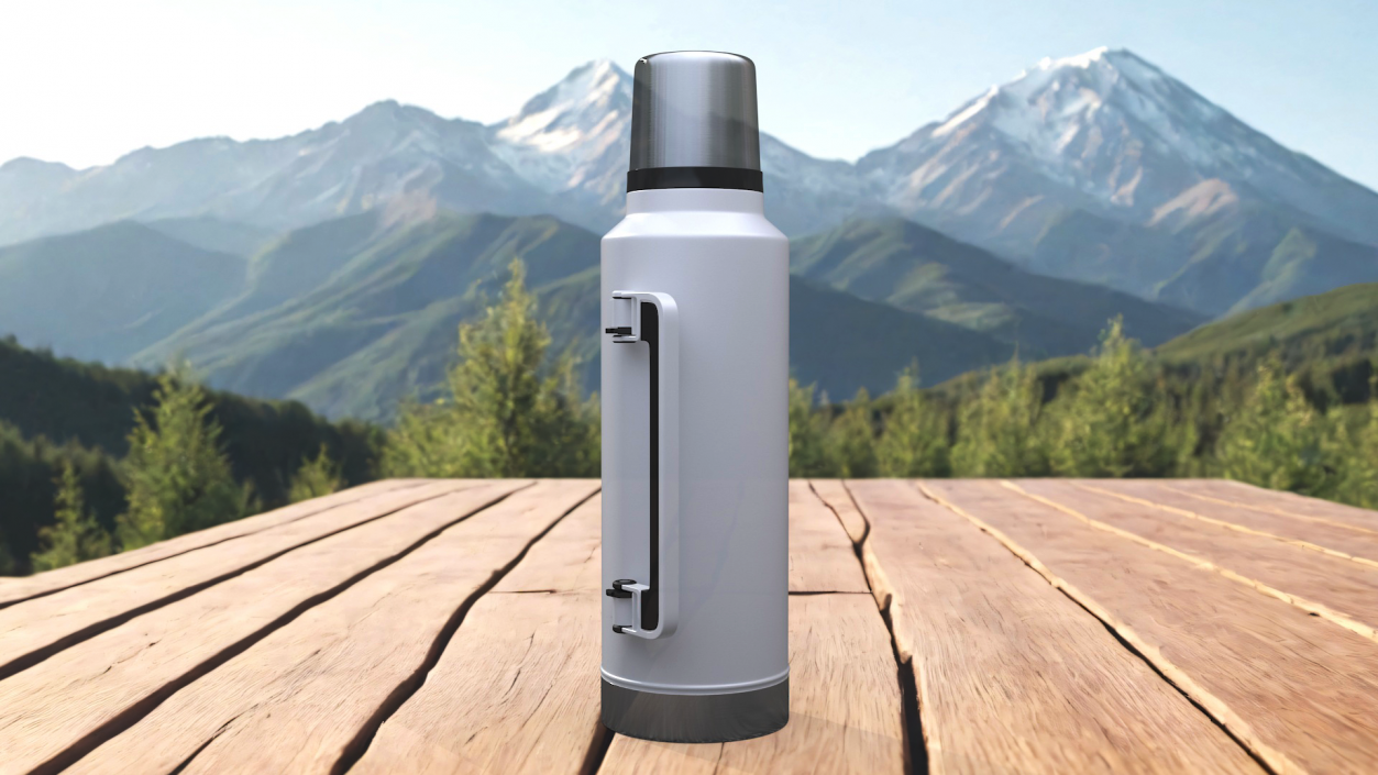 Stainless Steel Thermos with Folded Handle 3D