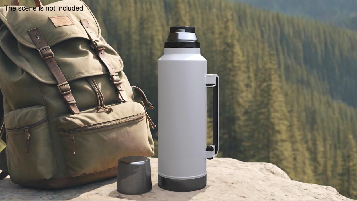 Stainless Steel Thermos with Folded Handle 3D