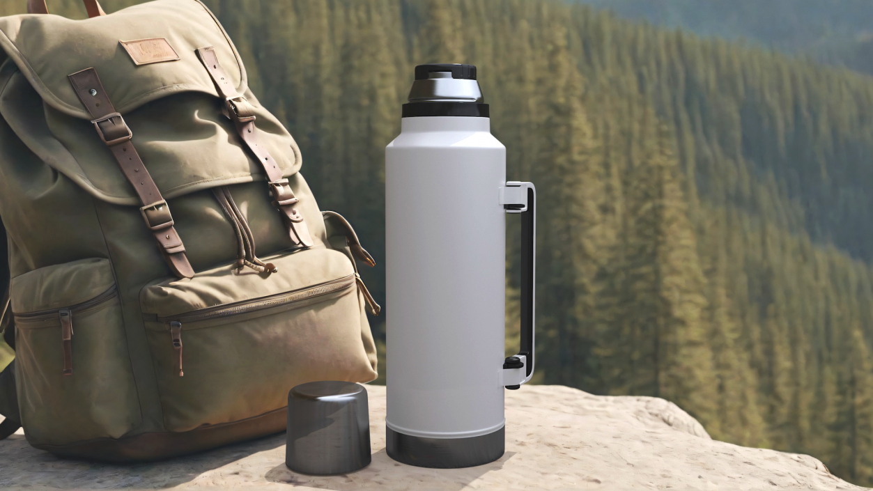 Stainless Steel Thermos with Folded Handle 3D