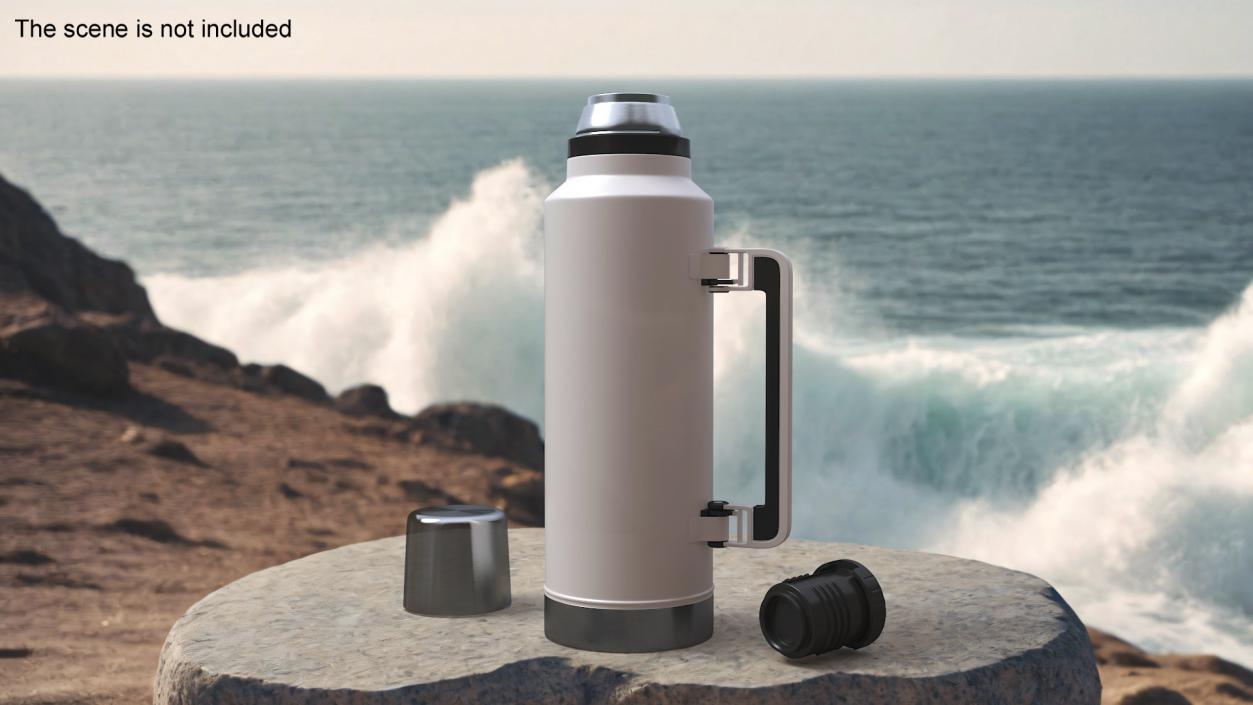 Stainless Steel Thermos with Folded Handle 3D