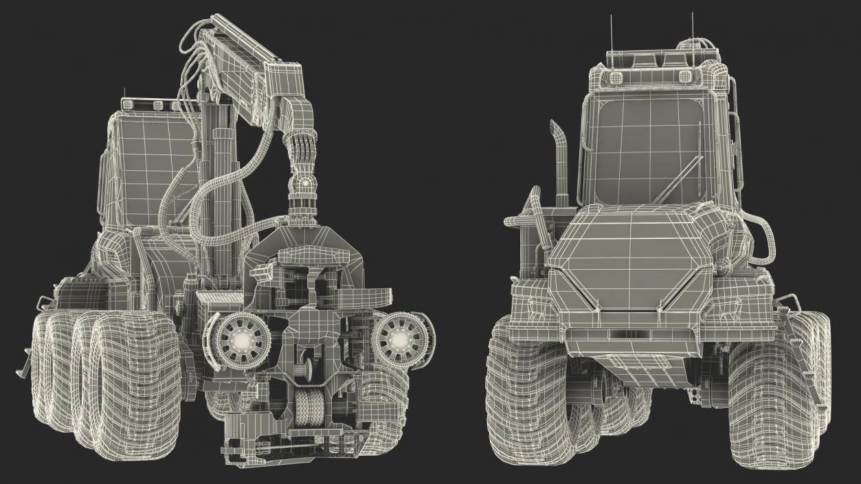 3D model Forestry Harvester PONSSE Bear 8W Dirty Rigged for Cinema 4D