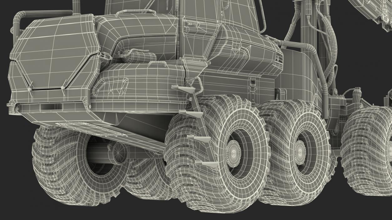 3D model Forestry Harvester PONSSE Bear 8W Dirty Rigged for Cinema 4D