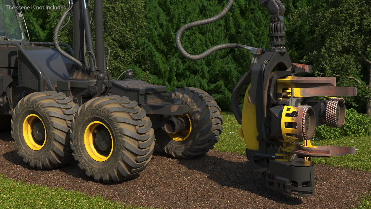 3D model Forestry Harvester PONSSE Bear 8W Dirty Rigged for Cinema 4D