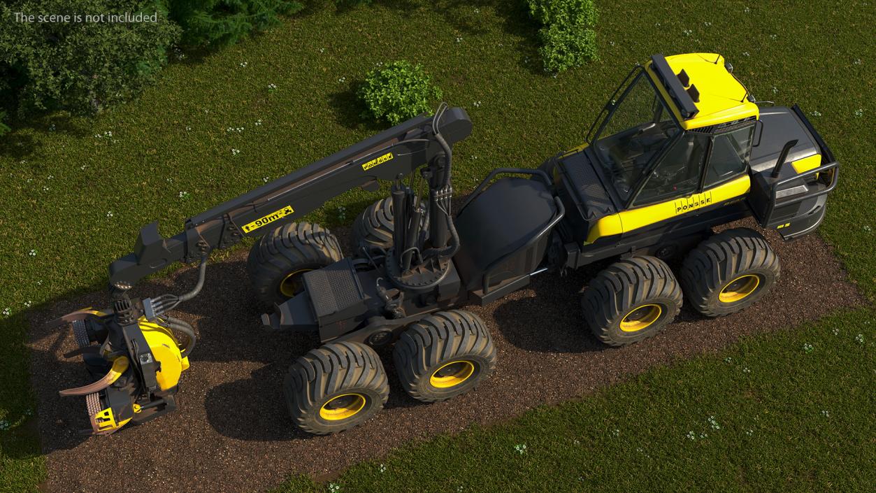 3D model Forestry Harvester PONSSE Bear 8W Dirty Rigged for Cinema 4D