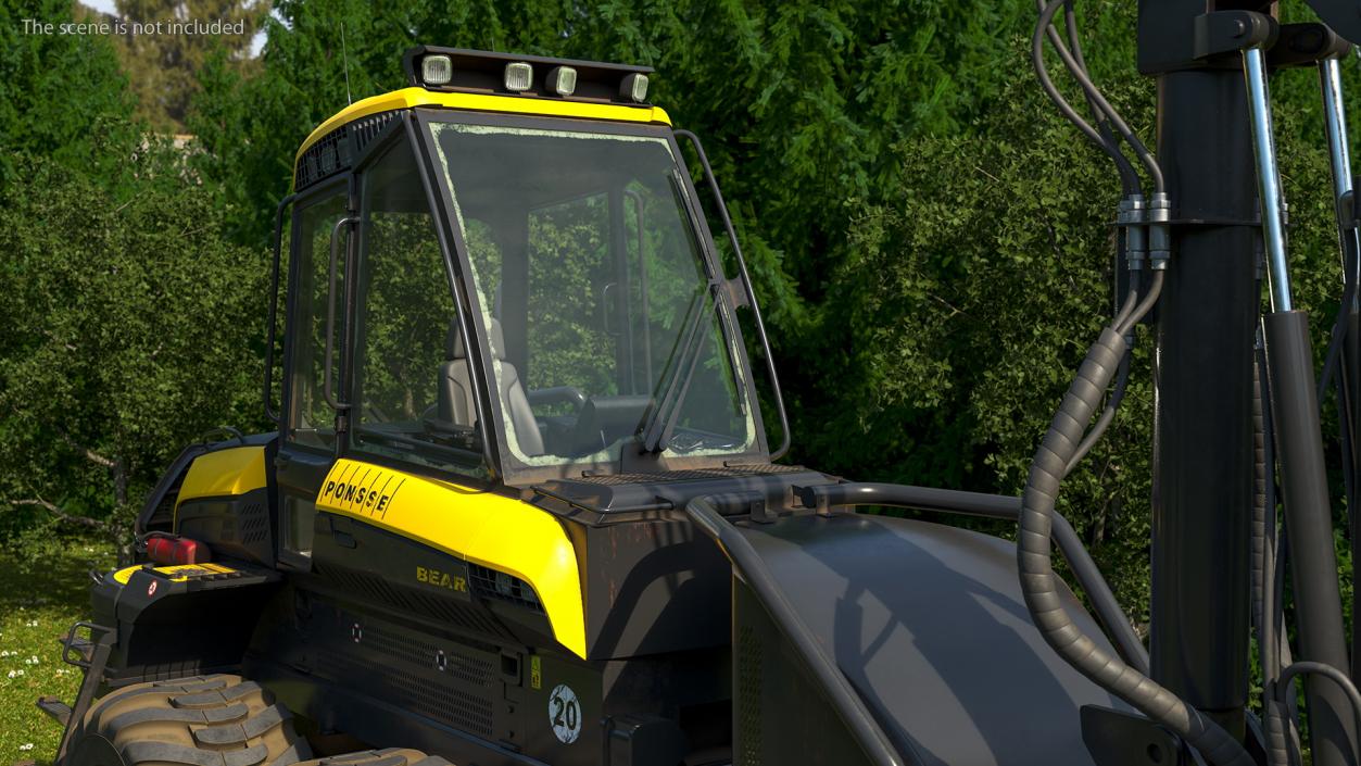 3D model Forestry Harvester PONSSE Bear 8W Dirty Rigged for Cinema 4D