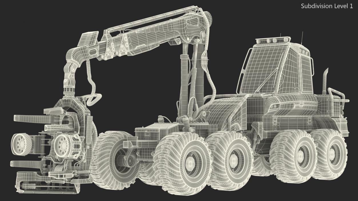 3D model Forestry Harvester PONSSE Bear 8W Dirty Rigged for Cinema 4D