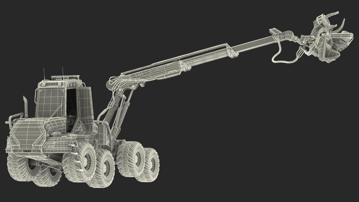 3D model Forestry Harvester PONSSE Bear 8W Dirty Rigged for Cinema 4D